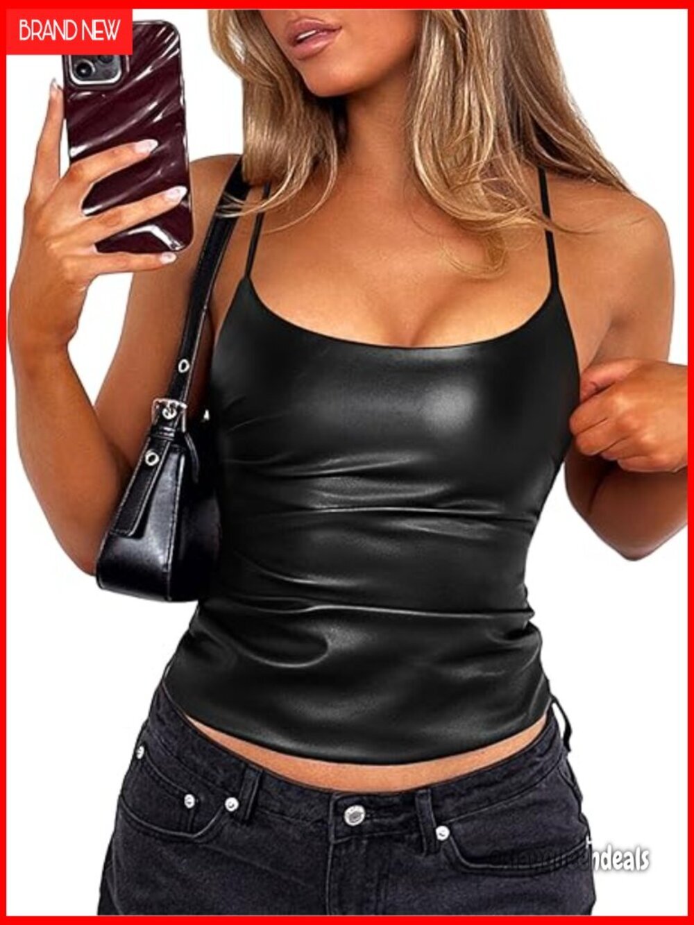 Faux Leather Crop Top Halter Neck Zipper Backless Rave Club Wear